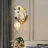 Horse Wall Lamp Art LED European Creative Wall Lamp Bedroom Bedside Lamp - White Gold - Ashish Electrical India