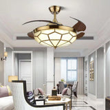 Vintage Ceiling Fan Chandelier Luxury Quiet Retractable Ceiling Fan Light LED Control-Remote - Warm White