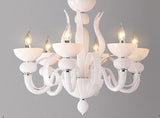 6 Light Champagne Glass Italian Chandelier Ceiling Lights Hanging - Warm White