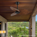 32 Inch Wind Wooden Palm Leaf ceiling fan remote Controlled - Dark Wood