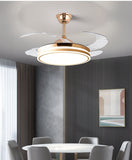 Gold Modern Ceiling Fan Chandelier and Remote Controlled for Living Room Drawing Room - Warm White