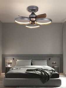 650 MM Grey Low Ceiling Light with Fan LED Chandelier - Warm White