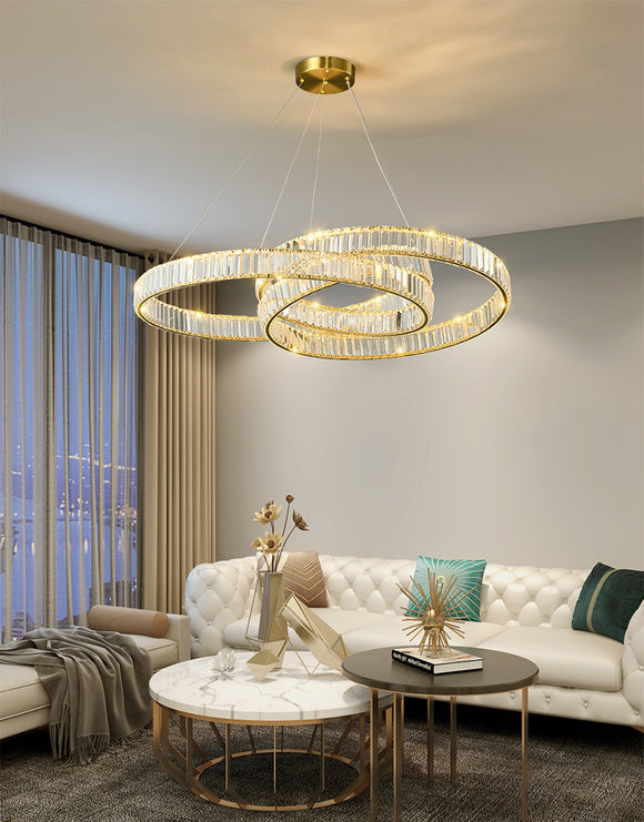 800 MM Crystal Gold LED Chandelier Light for Living Room Dining Room - Warm White