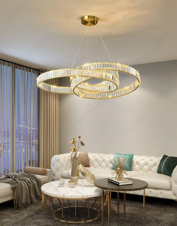 800 MM Crystal Gold LED Chandelier Light for Living Room Dining Room Warm White