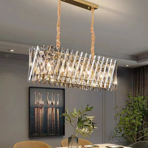 900x300 MM Crystal Rectabgular Gold LED Chandelier Light for Living Room Dining Room - Warm White