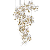 Ceramic Leaves DOUBLE HEIGHT Double Layer DUPLEX CHANDELIER - WARM WHITE