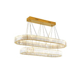 2 Ring 800x300MM Gold Crystal Body LED Chandelier Hanging Suspension Lamp - Warm White