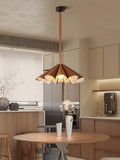 TAN LEATHER BELT CHANDELIER HANGING LAMP