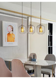 1-Light Gold Long Champagne Glass Vinatge Pendant Ceiling Light - Warm White