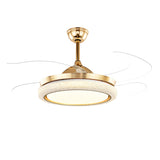 Gold Modern Ceiling Fan Chandelier with Remote Control for Living Room Bedroom - Warm White