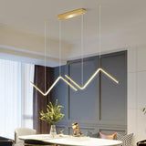 Gold Body Modern Linear LED Chandelier Pendant Light Hanging Suspension Lamp - Warm White - Ashish Electrical India