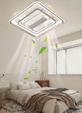 500x500MM Square Low Height Ceiling Light with Bladeless Fan LED Chandelier - Warm White