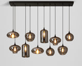 10 LIGHT Black SMOKEY GLASS CHANDELIER CEILING LIGHTS HANGING - WARM WHITE