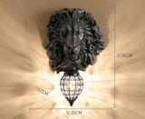 Lion Wall Lamp Art LED European Creative Wall Lamp Bedroom Bedside Lamp - Black