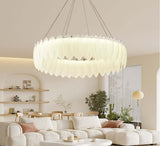 500 MM Feather Glass LED Chandelier for Living Dining Room Light- Warm White