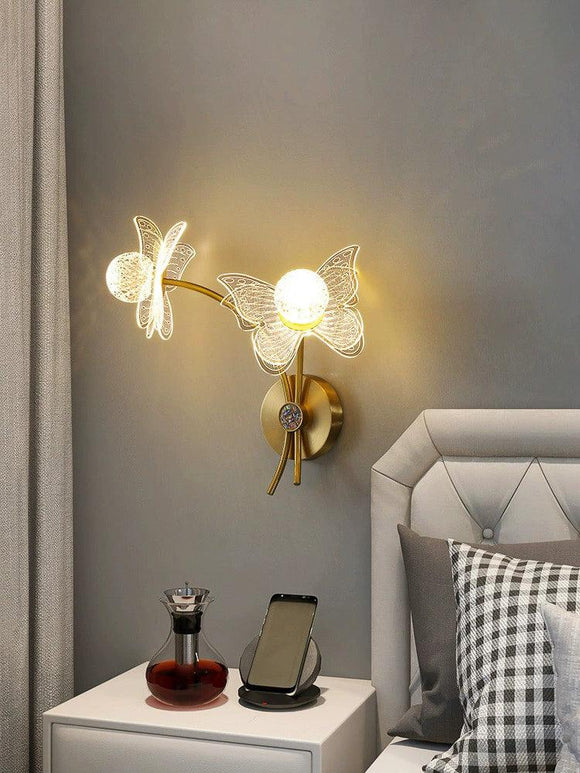 2 Light Golden Acylic Long Wall Light - Gold Warm White - Ashish Electrical India