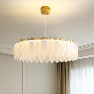 500 MM Feather Glass LED Chandelier for Living Dining Room Light- Warm White