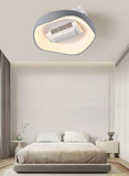 Grey 500MM Round Low Height Ceiling Light with Bladeless Fan LED Chandelier - Warm White