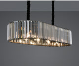 800x300 MM Black Metal Smoke K9 Crystal LED Chandelier Hanging Suspension Lamp - Warm White