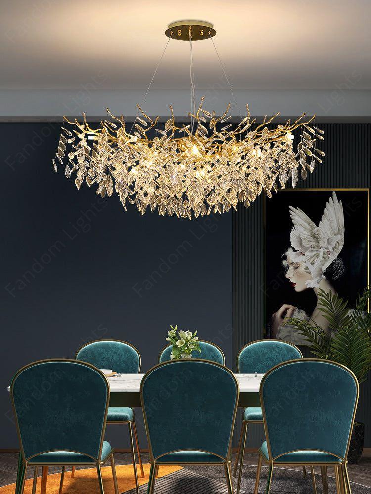 1600MM Long Golden Waterdrop Crystal Chandelier Ceiling Lights Hanging