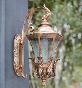Outdoor Wall Light Fixture Gold Color Exterior Lantern Waterproof Lamp - Warm White - Ashish Electrical India