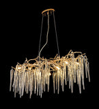 1200MM Long Golden Waterdrop Ice Crystal Chandelier Ceiling Lights Hanging for Living and Dining Room