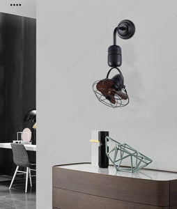 BLACK WOOD FINNISH WALL FAN LIGHT WITH NATURAL COLOR BLADE (Cage)