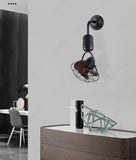 BLACK WOOD FINNISH WALL FAN LIGHT WITH NATURAL COLOR BLADE (Cage)