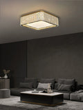 500 MM Round Square Crystal Surface Chandelier for Low Height Ceilings - Warm White