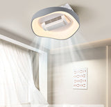 Grey 500MM Round Low Height Ceiling Light with Bladeless Fan LED Chandelier - Warm White