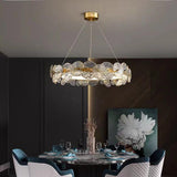 Copper Gold Metallic LED Chandelier 600MM Ring Light with Crystal - Warm White