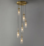 6 -LIGHT Brass Gold Crackle Glass DOUBLE HEIGHT STAIR CHANDELIER - WARM WHITE - Ashish Electrical India