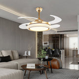 Gold Modern Ceiling Fan Chandelier with Remote Control for Living Room Bedroom - Warm White