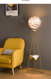 Gold Peach Feather Tripod Floor lamp with Shade Living Room Standing lamp - Gold