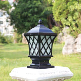 Pillar Light Antique Gate Lamp E27 Lantern Post (Color : Black)