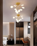 9 Lights Firefly Gold Metal Ceiling Frost Led Ceiling Hanging Light - Warm White - Ashish Electrical India