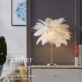 Desk Table Lamp with Feather Shade Gold Home and Office Use - Warm White - Ashish Electrical India