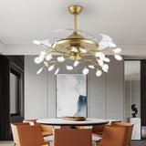 Invisible Gold Firefly Ceiling Fan Chandelier and Remote Control 4 Retractable ABS Blades - Warm White