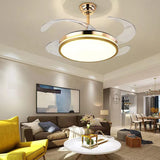 Gold Modern Ceiling Fan Chandelier and Remote Controlled for Living Room Drawing Room - Warm White