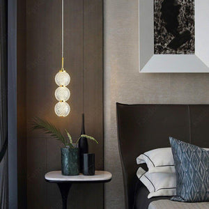3 Led Gold Modern Pendant Light for Bedside Dining Hanging Light