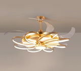 GOLDEN RINGS CEILING FAN CHANDELIER WITH REMOTE CONTROL 4 RETRACTABLE ABS BLADES - WARM WHITE