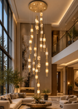 16 LED DOUBLE HEIGHT ONYX STAIR CHANDELIER