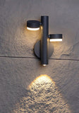 2 Led Modern Black Outdoor Wall Light - Warm White