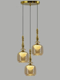 3 Light Champagne Glass Pendant Ceiling Hanging Light - Warm White