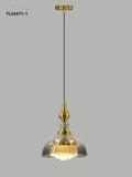 Smoke Glass Crystal Gold Pendant Hanging Light - Warm White