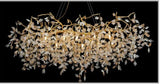 1600MM Long Golden Vine Leaf Crystal Chandelier Ceiling Lights Hanging for Living and Dining Room