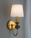 Antique Metal Wall Light Electroplated Brushed Brass Fabric Shade - Warm White