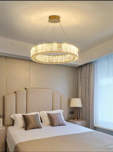 600 MM Crystal Golden LED Ring Chandelier Light for Living Room Round Dining Room - Warm White