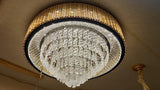 800 MM GOLD K9 CRYSTAL  LAYERS LED CHANDELIER LAMP for Drawing Room - WARM WHITE