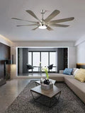 60 Inch 8 Blades Matt Chrome Ceiling Fan with LED Light and Remote Control